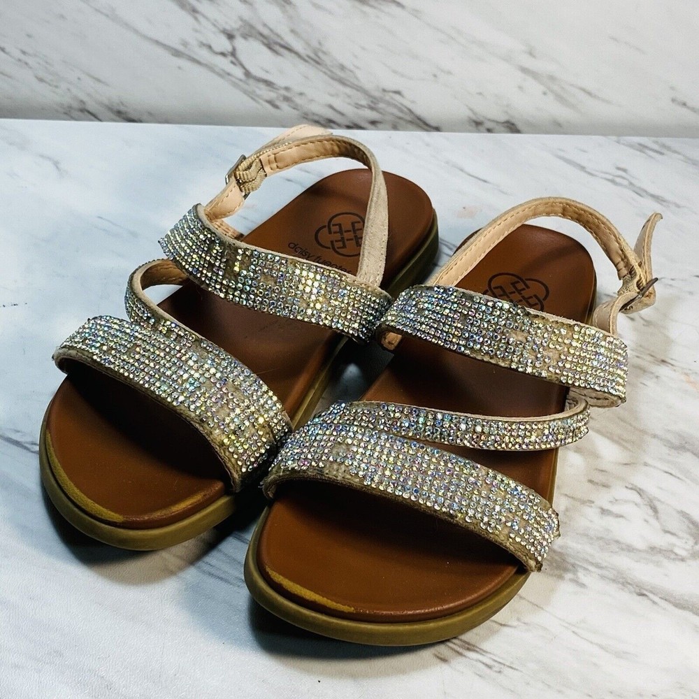 Daisy Fuentes-Girls Rhinestone Gold and Silver Strap Sandals size 13M